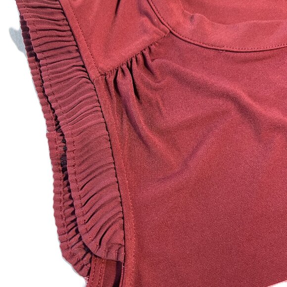 🍷Calvin Klein Burgundy Sleeveless Top Size M Ruffle Shoulder Detail timeless - Picture 2 of 10